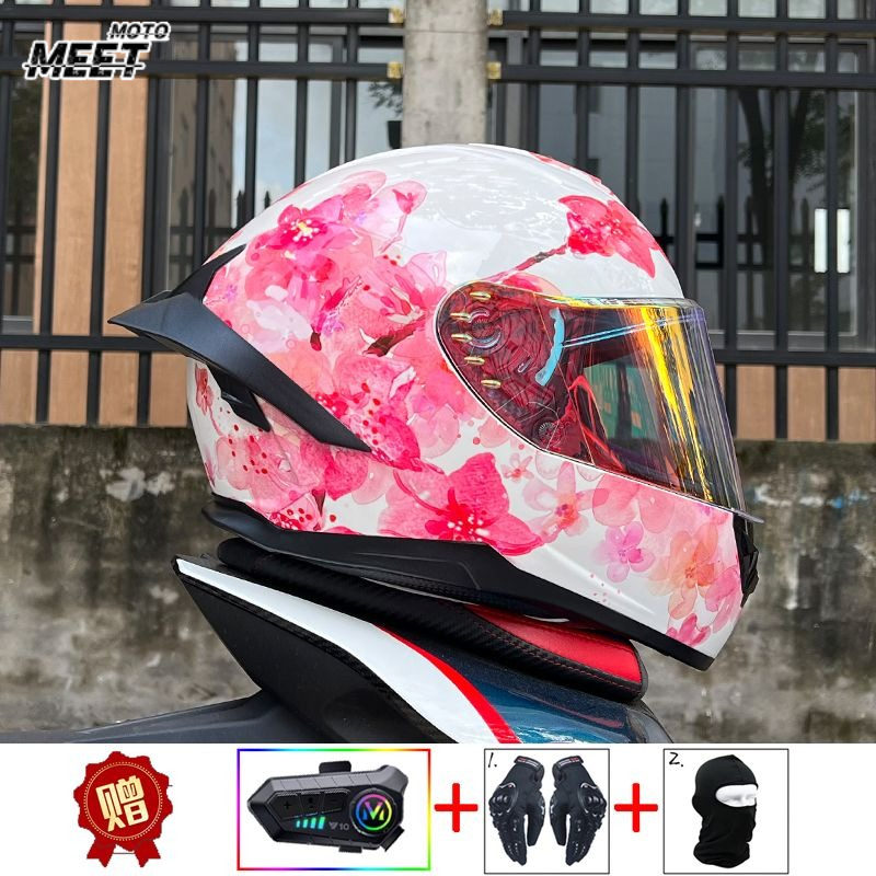 Full Face Motorcycle Helmet With Bluetooth - ORZ Motorcycle Bluetooth Helmet Four Season