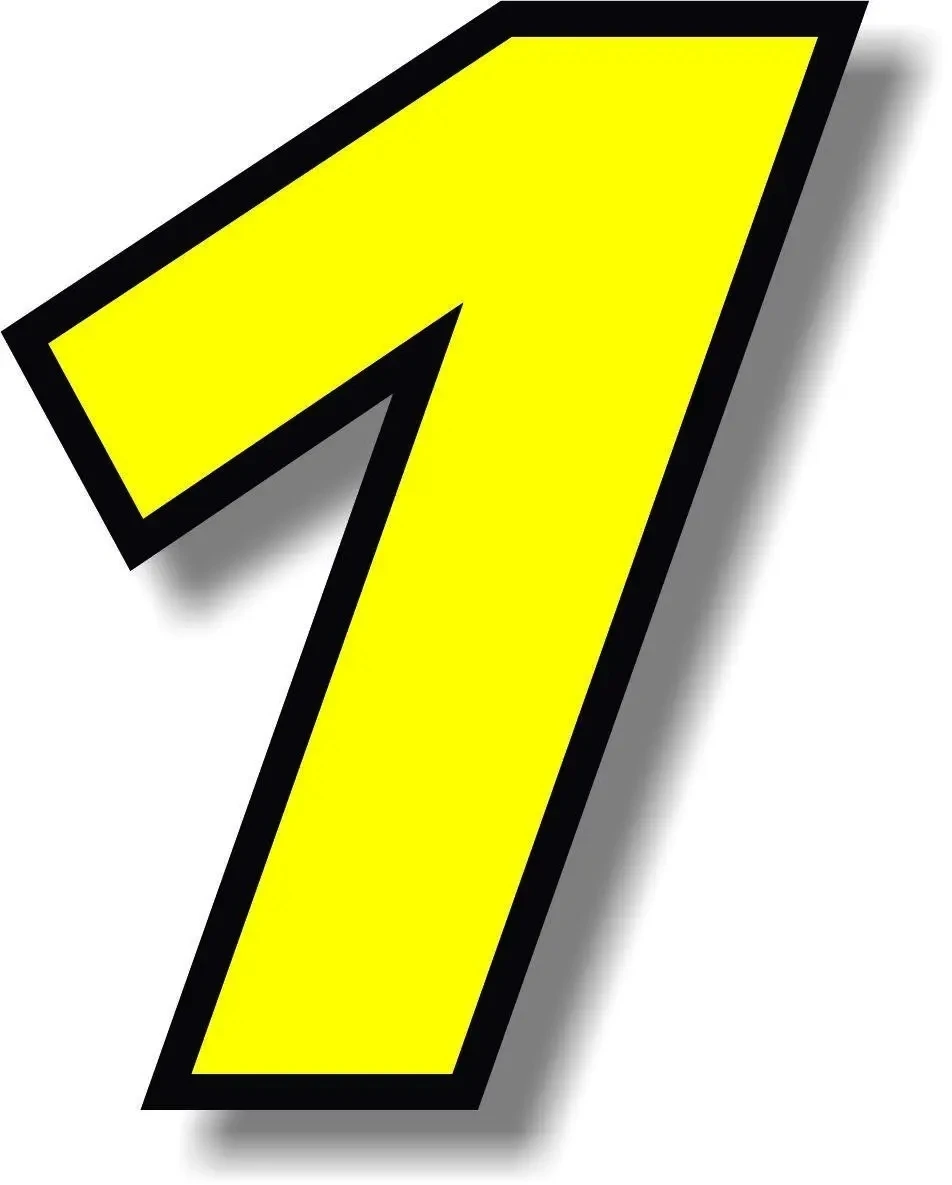 Motorcycle Helmets - Numbers 0123456789 Yellow with Black Border