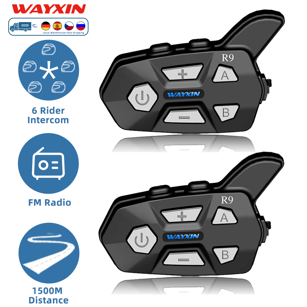 Universal Motorcycle Helmet Intercom Headset - WAYXIN R9 Motorcycle Intercom Helmet Headsets