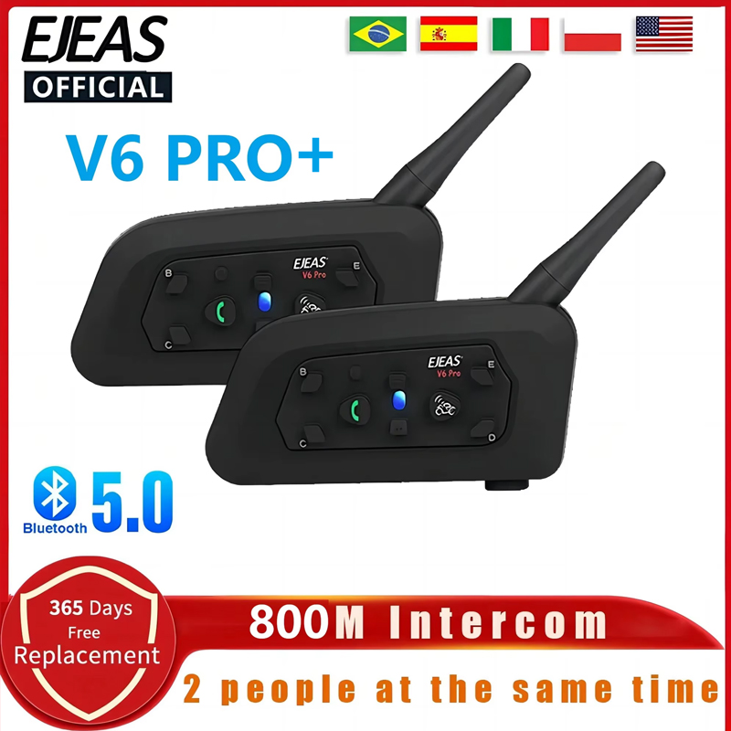 Full Face Motorcycle Helmet With Bluetooth - EJEAS V6 PRO+ Motorcycle Helmet Headset