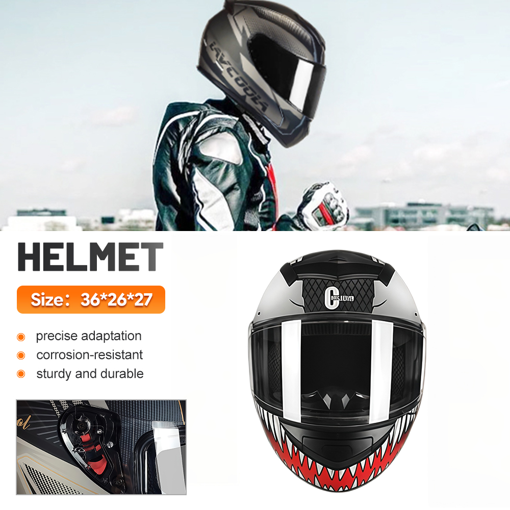 Dual Visor Motorcycle Racing Helmet - Stylish Full-Face Motorcycle Helmet with Dual