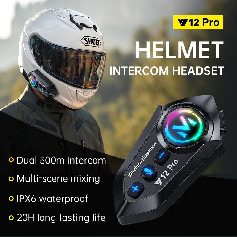 Universal Motorcycle Helmet Intercom Headset - Bluetooth 5.4 Motorcycle Helmet Intercom Headset