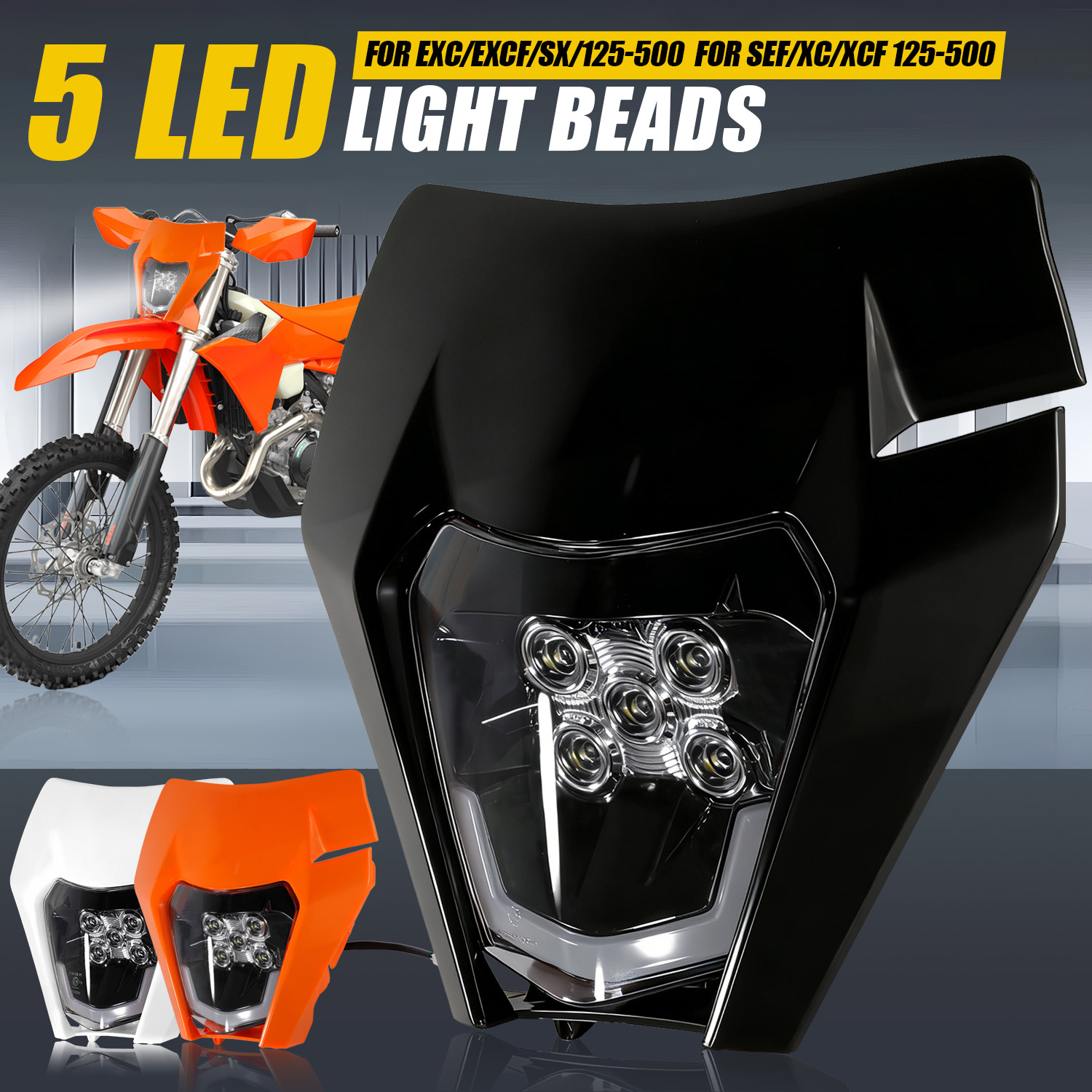 5 LED Headlight Headlamp Lamp  - огляд і ціна Universal Motorcycle Led Headlight Projector