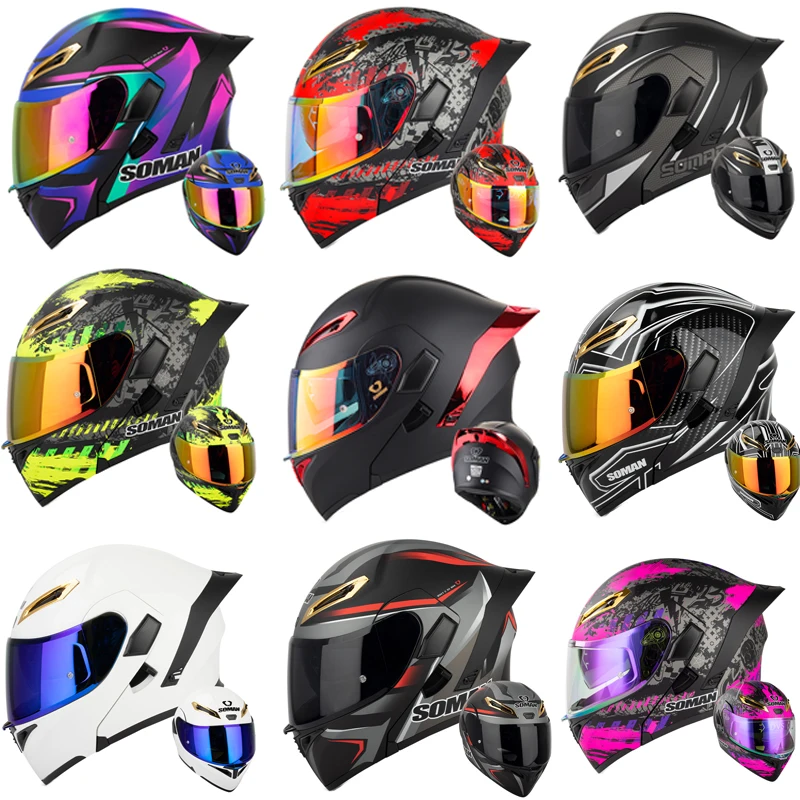 SOMAN Full Face Helmet Dual Le - огляд і ціна Dual Visor Motorcycle Racing Helmet