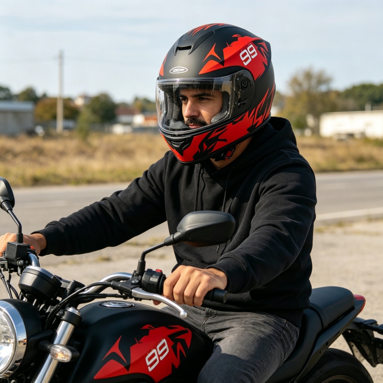 Men's Full Face Motorcycle Hel - огляд і ціна Dual Visor Motorcycle Racing Helmet