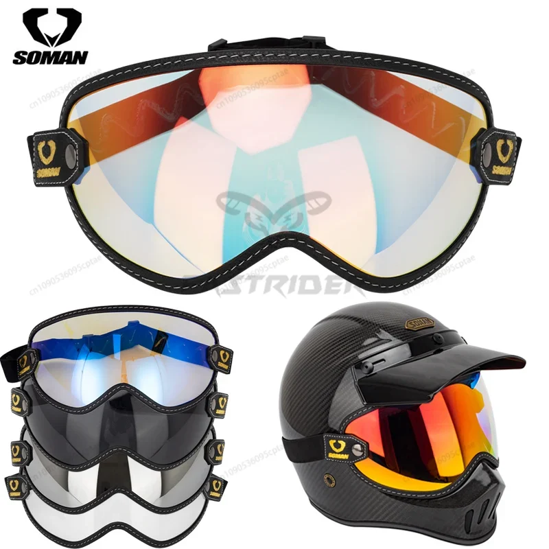 SOMAN Vintage Motorcycle Goggl - огляд і ціна Vintage Open Face Retro Helmet