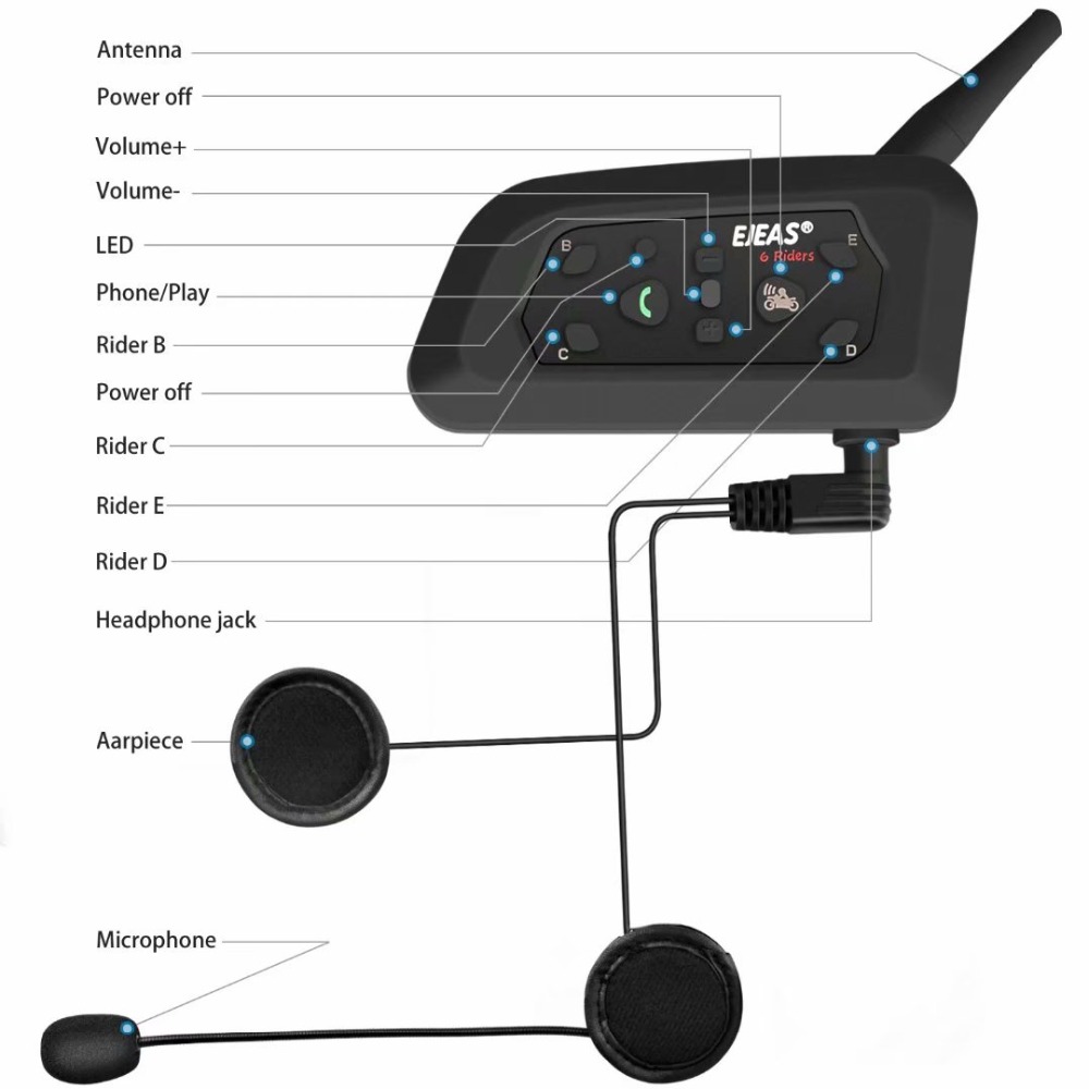 Ejeas V6 Pro V4 3.5MM Earphone - огляд і ціна Universal Motorcycle Helmet Intercom Headset